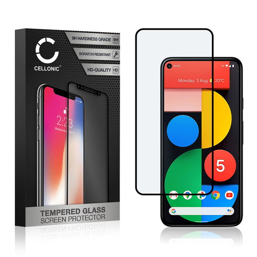 CELLONIC Display Schutzglas kompatibel mit Google Pixel 5 Handyglas - 3D Case-friendly 9H 0,33mm Full Glue schwarz - Handy Schutzfolie Displayschutz Glas Folie, Screen Protector Glass
