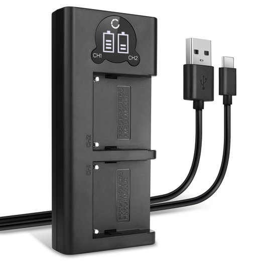 USB-Doppelladegerät (NP-FM500H) für Sony Alpha A57 A58 SLT-A58 A65 A68 A77 II A99 II A100 A200 A300 A350 A500 A700 A900 R1 DSLR-A200 + 1m + USB Kabel von CELLONIC