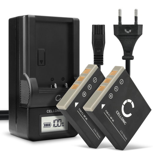 2x D-LI95 Camera Battery + Charger Set for Pentax Optio E85 / Optio M85 700mAh Replacement Battery D-Li95 LCD Smart Charger