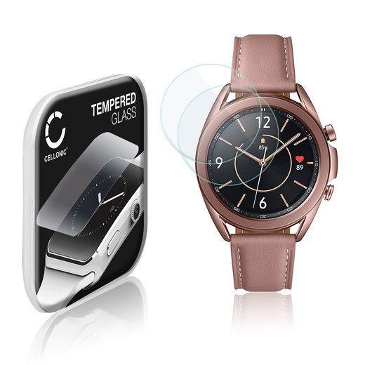 2x Näytönsuojalasi älykelloon Samsung Galaxy Watch 3 - 41mm (SM-R850) - 3D Full Cover, 9H, 0,33mm, Full Glue - Musta älykellon suojalasi