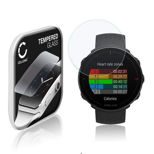 Vetrino protettivo 9H CELLONIC per Polar Vantage M, (2.5D Screen protector 0,33mm per smartwacht, braccialetto fitness Full Glue), colore nero, pellicola salva-schermo di orologio smartwatch