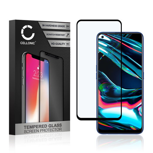 Screen Protector for Realme 7 Pro Phone Screen Cover - 3D Full Cover 0,33mm Full Glue 9H Tempered Glass Smartphone Display Screen Guard Black