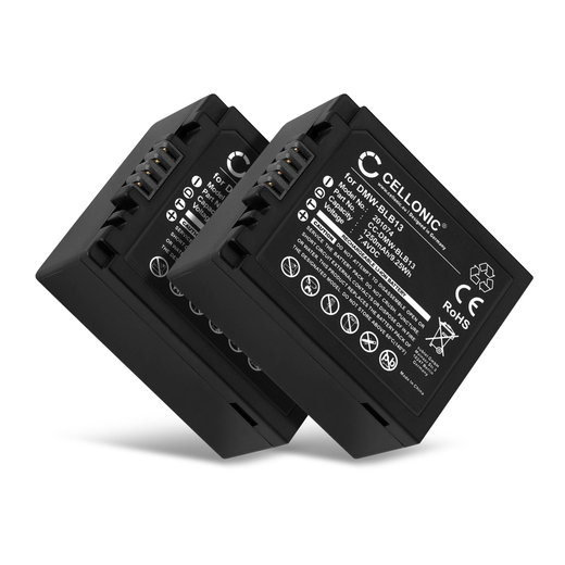 2x Batteria DMW-BLB13,-BLB13E,-BLB13GK,-BLB13PP per fotocamera Panasonic Lumix DMC-G10, DMC-G2, DMC-GH1, DMC-G1, DMC-GF1 Affidabile ricambio da 1250mAh, marca CELLONIC