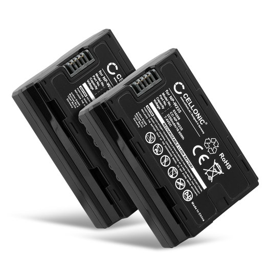 2x Battery for FujiFilm GFX100S, FujiFilm GFX 50S II, W235, Fuji NP-W235, FujiFilm X-T4 NP-W235 (2250mAh, 7.2V) from CELLONIC