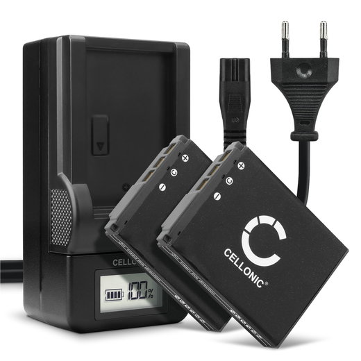 Pack de 2x batteries NP-FR1 1000mAh pour appareil photo Sony DSC-F88 DSC-G1 DSC-P100 DSC-P120 DSC-P150 DSC-P200 DSC-T30 DSC-T50 DSC-V3 - Avec chargeur et câble d'alimentation