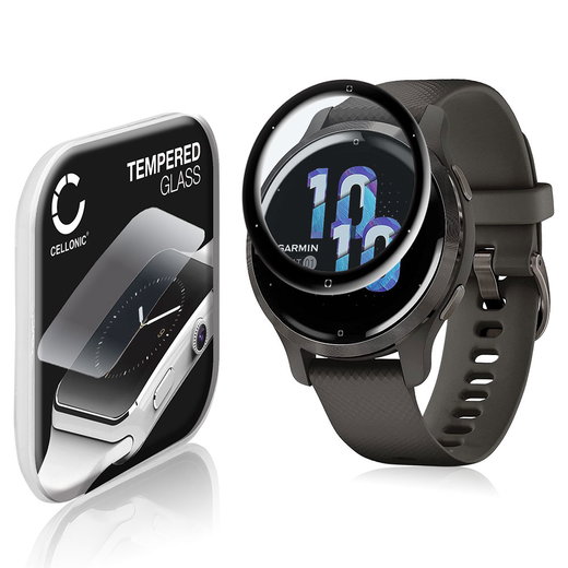 Vetrino protettivo 9H CELLONIC per Garmin Venu 2S, (3D Full Cover Screen protector 0,33mm per smartwacht, braccialetto fitness Full Glue), colore Trasparente, pellicola salva-schermo di orologio smartwatch