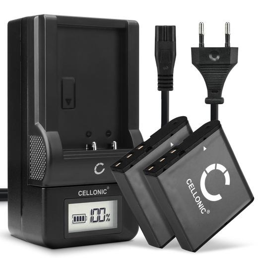 2x Batteri till Casio Exilim EX-FC100, EX-FC100WE, EX-FC150 NP-40 (950mAh, 3.7V) + Laddare från CELLONIC