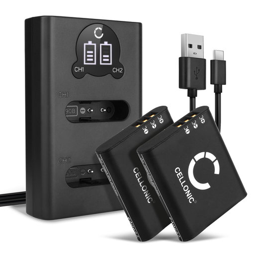 2x DB-110 Batteries for Ricoh GR III GR IIIx G900 G900SE WG-6 Compact Cameras - 1180mAh Ricoh DB-110 Battery Replacement + USB LCD Dual Smart Charger
