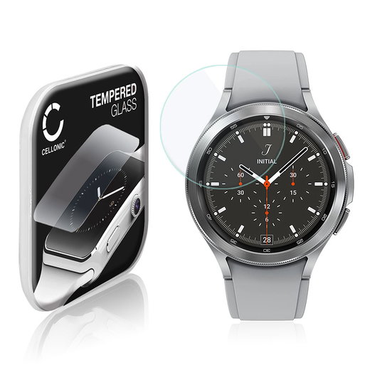 CELLONIC Display Schutzglas kompatibel mit Samsung Galaxy Watch 4 Classic - 46mm (SM-R890, SM-R895) Smartwatch / Fitness Tracker - 2.5D 9H 0,33mm Full Glue - Smartwatchglas Schutzfolie Transparent Displayschutz Glas Folie Screen Protector Glass