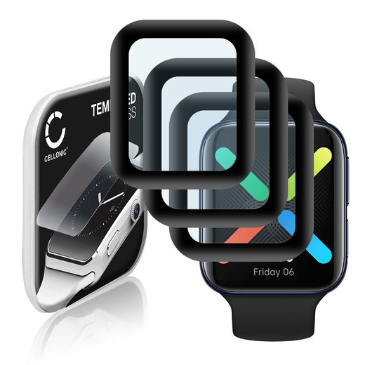 3x Protection d'écran en verre pour montre connectée Oppo Watch - 46mm (3D Full Cover, haute résistance 9H, 0,33mm, Full Glue)
