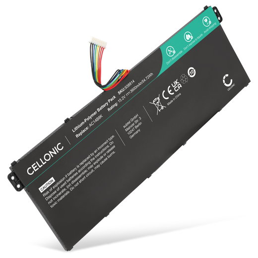Batería Acer para ordenador portátil Acer Aspire R3, R3-131T, ES1-572, Chromebook 11 C730E-C07S, C730E-C555, AC14B3K 3600mAh 15.2V  de CELLONIC