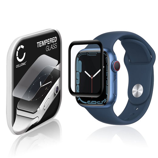 Protector de pantalla para smartwatch Apple Watch 8 / 7 - 41mm de CELLONIC - Tempered Glass (Calidad HD / 3D Full Cover / 0,33mm / 9H), Screen protector, Cristal templado
