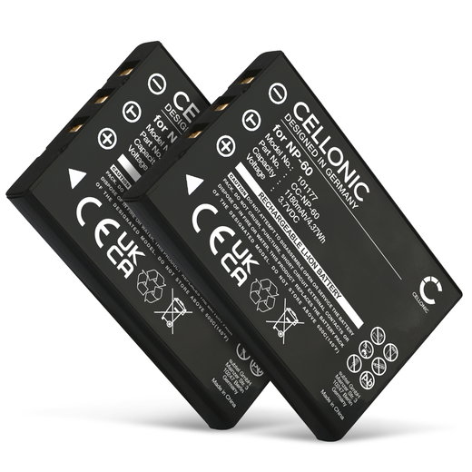 2x Akku für Rollei Movieline SD55 SDS P3 DK3000 DT3200 DT4200 DSX410 DP5300 DP6000 DP 6300 1180mAh von CELLONIC