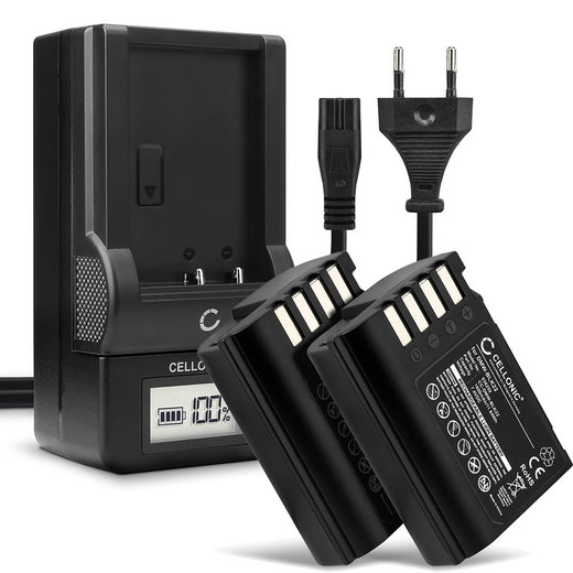 2x Batterie 1600mAh pour appareil photo Panasonic Lumix GH5, GH5S / DC-S5 / G9 - Remplacement modèle DMW-BLK22 + Chargeur DMW-BTC15