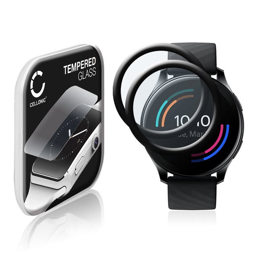 2x Näytönsuojalasi älykelloon OnePlus Watch - 3D Full Cover, 9H, 0,33mm, Full Glue - Läpinäkyvä älykellon suojalasi