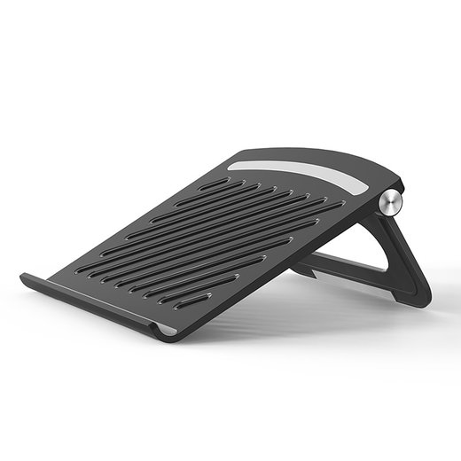 Support ABS noir petit et léger pour PC portable : réglable en hauteur - fonction 3en1 : rehausseur, refroidisseur, stabilisateur