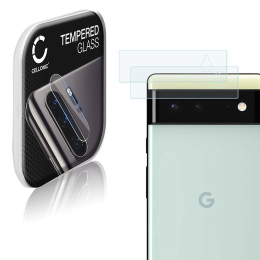 2x CELLONIC Kamera Schutzglas kompatibel mit Google Pixel 6 Handy Kameraschutz - 9H Kameraglas 0,33mm Full Glue Kameraabdeckung Transparent - Schutzfolie Glas Folie, Camera Protector Glass