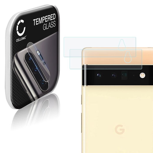 2x CELLONIC Camera Lens Protector for Google Pixel 6 Pro Phone / Smartphone - Camera lens protective cover 0,33mm Full Glue Crystal Clear 9H Tempered Glass Anti-Scratch Camera Cover