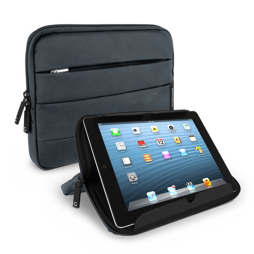Funda para tablets de 10.1 pulgadas CELLONIC nylon gris universal - Funda protectora para tablets con función de soporte, burbujas antigolpes y bolsillo delantero | Funda impermeable