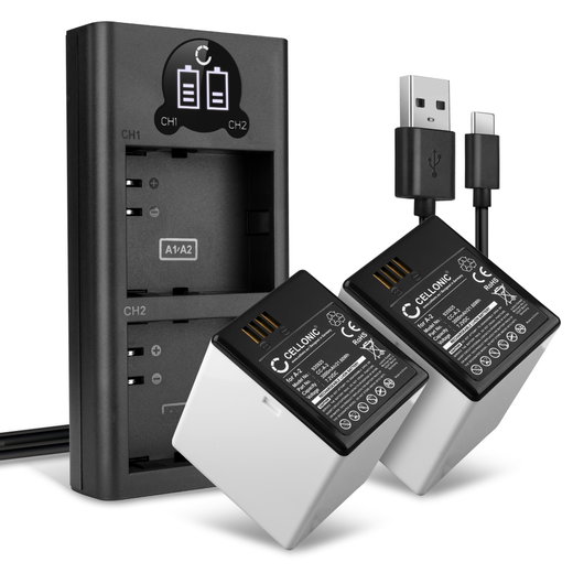 2x A-2 Battery for Arlo Go 1 (VML4030, VMA4410) CCTV Security Camera 3000mAh Battery Replacement + Dual Charger 
