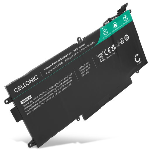 Batterie pour Dell Latitude 12 5289, E5289 2-in-1 Series, E5289, 7389 2-in-1 Series, L3180 Series, Dell K5XWW, N18GG, 725KY 7.6V 4200mAh de CELLONIC