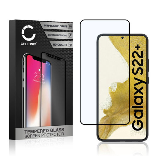 Vetro temperato CELLONIC per Samsung Galaxy S22 Plus, screen protector (3D Case-friendly 9H 0,33mm Full Glue) nero Pellicola salva schermo per telefono cellulare smartphone