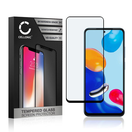 Vetro temperato CELLONIC per Xiaomi Redmi Note 11, screen protector (3D Case-friendly 9H 0,33mm Full Glue) nero Pellicola salva schermo per telefono cellulare smartphone