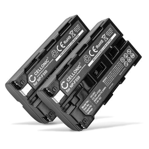 2x Akku für Sony HDR-FX1 FX7 FX1000E DSR-PD150 PD170 DSR-250 DCR-VX1000 VX2100e VX2000 GV-D200 D800 NP-F550 F750 F330 (2600mAh, 7.4V) von CELLONIC