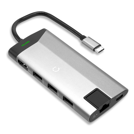 8-i-1 Multi USB Port Hub - USB C till HDMI Adapter 4K @ 60Hz, USB Typ C, 3x USB A PD 3.0, SD, Micro SD & Ethernet - USB C Dongle för Mac OS, Windows, Android