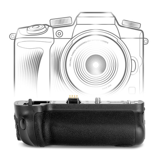 Empuñadura cámaras DMW-BGGH3 para Panasonic Lumix GH3, GH3A, GH3H, GH4, GH4A - Empuñadura vertical con disparador y compartimento para baterías DMW-BLF19 de CELLONIC