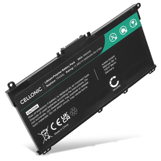 Batería HP para ordenador portátil HP Pavilion 15, Pavilion 14, Pavilion x360 14, TF03XL, TF03041XL 3400mAh 11.55V  de CELLONIC