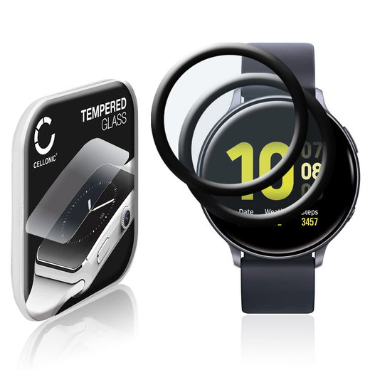 2x Protector de pantalla para smartwatch Samsung Galaxy Watch Active 2 (40mm) de CELLONIC - Tempered Glass (Calidad HD / 3D Full Cover / 0,33mm / 9H), Screen protector, Cristal templado