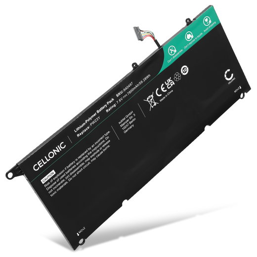 Akku für Dell XPS13 9360, PW23Y, TP1GT, RNP72, 0RNP72, 0PW23Y Laptop - 7800mAh 7.6V 