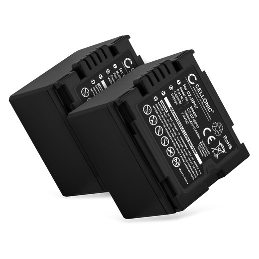 2x Battery for Panasonic NV-GS250 VDR-D250 NVGS320 NVGS500 GS400 GS180 GS60 CGA-DU12, CGA-DU14, CGA-DU21 (1440mAh, 7.4V) from CELLONIC