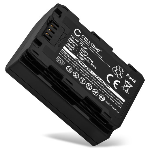 Akku für Sony A7 IV, Alpha 7 IV, A6700, A6600, A7S III, Alpha 9, Alpha 7R III NP-FZ100 (1600mAh, 7.2V) von CELLONIC