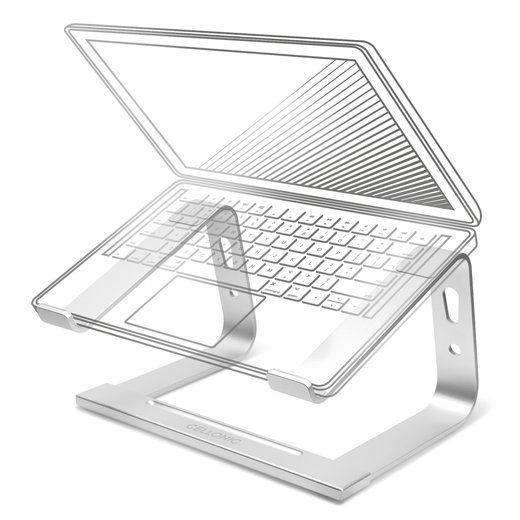 Support universel CELLONIC pour ordinateur portable - Tablette surélevée ergonomique réglable et refroidissante en aluminium léger - Ordinateurs portables de 4.1" à 8.5"