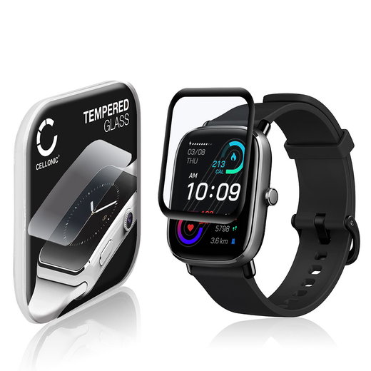 Protector de pantalla para smartwatch Amazfit GTS 2 mini de CELLONIC - Tempered Glass (Calidad HD / 3D Full Cover / 0,33mm / 9H), Screen protector, Cristal templado