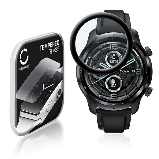 Protector de pantalla para smartwatch TicWatch Pro 3 de CELLONIC - Tempered Glass (Calidad HD / 3D Full Cover / 0,33mm / 9H), Screen protector, Cristal templado