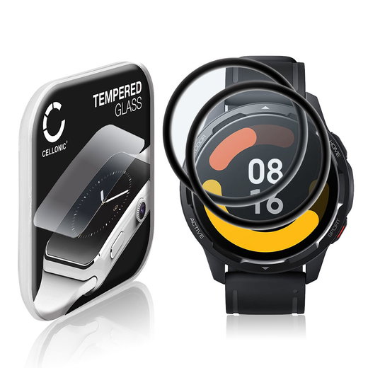 2x Protector de pantalla para smartwatch Xiaomi Watch S1 Active de CELLONIC - Tempered Glass (Calidad HD / 3D Full Cover / 0,33mm / 9H), Screen protector, Cristal templado
