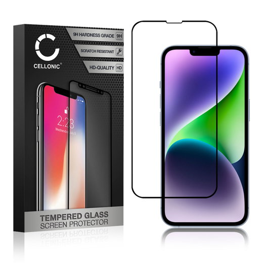 Vetro temperato CELLONIC per Apple iPhone 14 Plus, screen protector (3D Case-friendly 9H 0,33mm Full Glue) nero Pellicola salva schermo per telefono cellulare smartphone