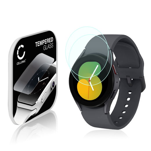 2x Vetrino protettivo 9H CELLONIC per Samsung Galaxy Watch 5 - 40mm, (2.5D Screen protector 0,30mm per smartwacht, braccialetto fitness Full Glue), colore Trasparente, pellicola salva-schermo di orologio smartwatch