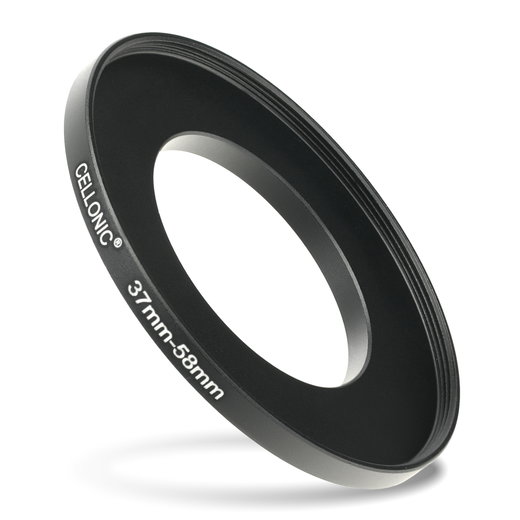 Sovitinrengas kameraan 37 mm - 58 mm, korotusrengas, matta musta step up ring