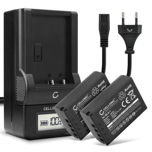 2x Batteria BLX-1 per fotocamera Olympus OM System OM-1 Affidabile ricambio da 2260mAh, marca CELLONIC + Caricabatteria