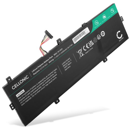 Batterie pour ASUS UX430U, UX430, ZenBook UX430, UX430UQ, UX430U, UX430UA, C31N1620 11.55V 3400mAh de CELLONIC