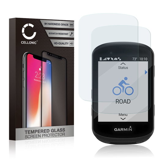 2x Protector de pantalla para Garmin Edge 540 / Edge 840 de CELLONIC - Protector pantalla GPS (Calidad HD / 2.5D / 0,30mm / 9H), GPS Screen protector, Tempered glass, Cristal templado