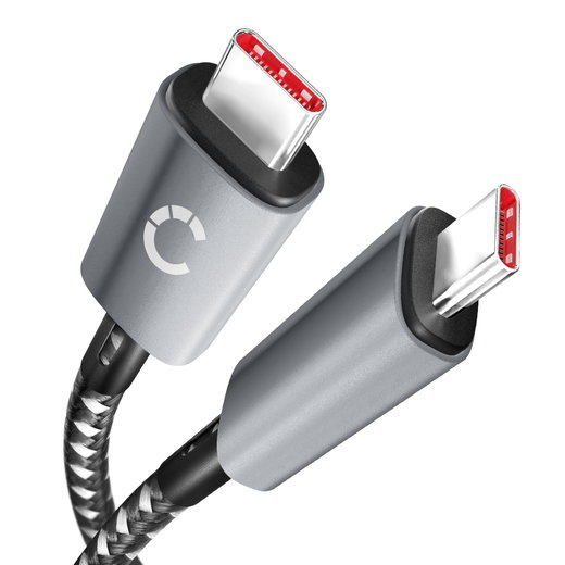 USB-C naar USB-C kabel grijs/zwart - snel ladende 100W gevlochten nylon kabel van 1m met USB 3.1 en 10 Gbps gegevensoverdracht en 8K Ultra HD voor iPhone 17, 17 Pro, Air, 17 Pro Max, 16 Series, Galaxy S21, S20 en Huawei P40 en P30