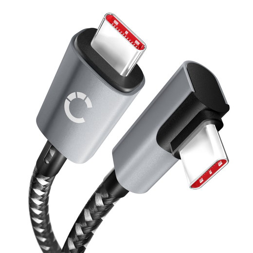 USB C naar USB C 100W (PD) kabel L vorm rechte hoek 1m Nylon oplaadgegevenskabel USB 3.1 10 Gbps 8K voor mobiele telefoon, tablet, smartwatch, GPS, speaker en meer