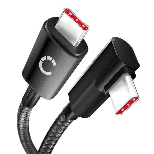 Câble USB C à USB C 100W (PD) en forme de L à angle droit 1m Nylon Câble de données de charge USB 3.1 10 Gbps 8K pour téléphone portable, tablette, smartwatch, GPS, haut-parleur, etc.