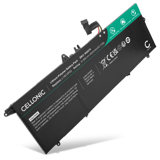 Batería Lenovo para ordenador portátil Lenovo ThinkPad T14s, T490s, T14s Gen 1, T495S, TP00105A, Lenovo L18M3PD1, L18L3PD1, 02DL013 4650mAh 11.55V  de CELLONIC