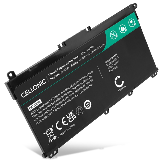 1x Batteri till HP 15; 17; 17-CN; 17-CP; 240 Gen 9; P15-EH HW03XL (4150mAh, 11.4V) från CELLONIC